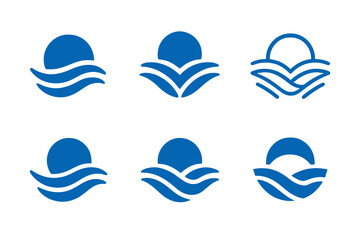 Bright Horizon Logos. Bright Horizon. Icon set. Set Logo of Bright Horizon: Horizon line. harmonious logo variations of the same emblematic concept (Abstract