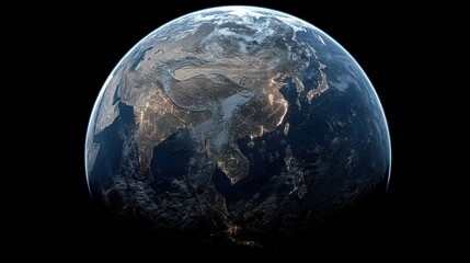 Vibrant Earth View from Space at Night Showing City Lights and Oceans