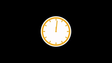 Simple clock red color animation. Digital and analog clock icon on lime white background. Round circle,clock Counting Down 24 Hour Day Fast Speed. Clock with moving arrows and time lapse 4K Black.4k