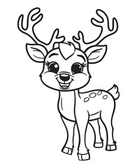 Obraz premium Christmas reindeer .Coloring pages for kids, simple line art.