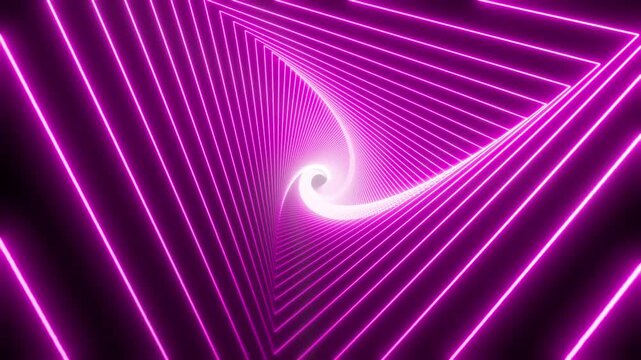 Dynamic neon pink tunnel of triangles. Perfect for abstract, futuristic, and creative video backgrounds and intros.