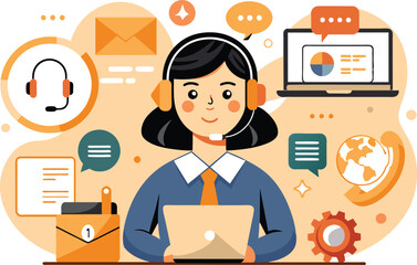 Support and customer service, flat illustration, vector illustration.