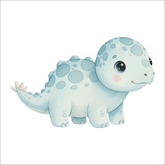 Obraz premium Watercolor dinosaurus Stegosaurus vector isolated on white background cute baby stego 