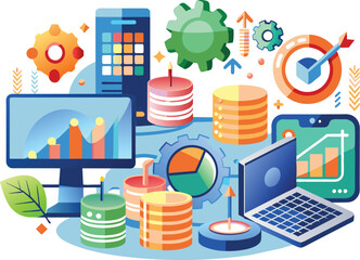 Data analytics, flat illustration, vector illustration.