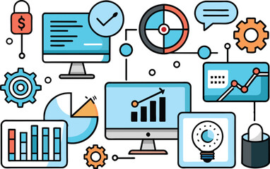 Technology, marketing strategy, flat illustration, vector illustration.