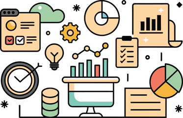 Technology, marketing strategy, flat illustration, vector illustration.