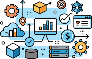 Technology, marketing strategy, flat illustration, vector illustration.