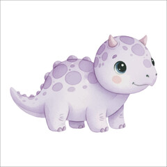 Watercolor dinosaurus Ankylosaurus vector isolated on white background cute armored dino
