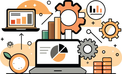 Enterprise resource planning, flat illustration, vector illustration.