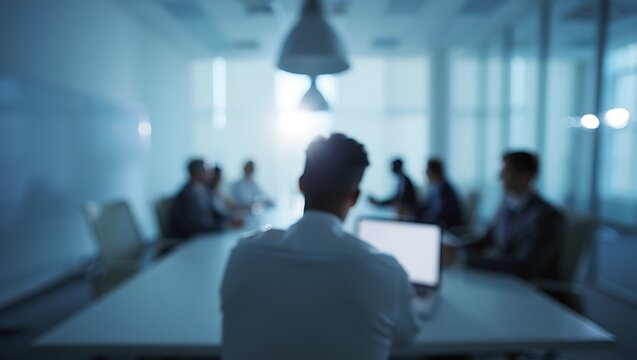 Business meeting in a corporate office with diverse team members - Powered by Adobe