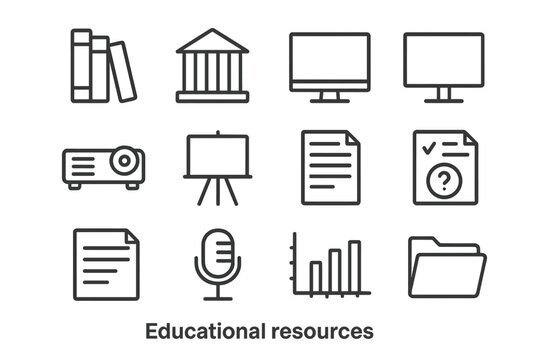 Educational Icons Set. Language tutoring and educational services. Icon set. Set Logo of language tutoring and educational services: graduation cap and globe.