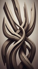 Intertwined wooden strands create a mesmerizing abstract arrangement