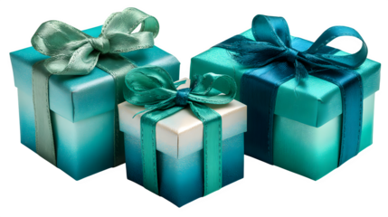 Teal Celebration Presents isolated on white background