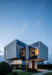 Modern architectural design home with geometric design and a minimalist facade