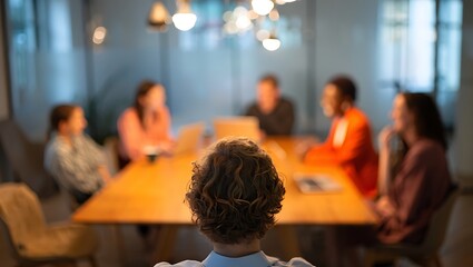 Diverse business team meeting at conference table for strategic discussion