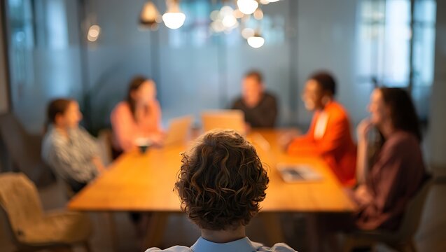 Diverse business team meeting at conference table for strategic discussion