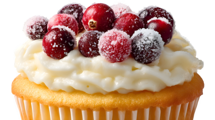 Cranberry frosted cupcake isolated on white background
