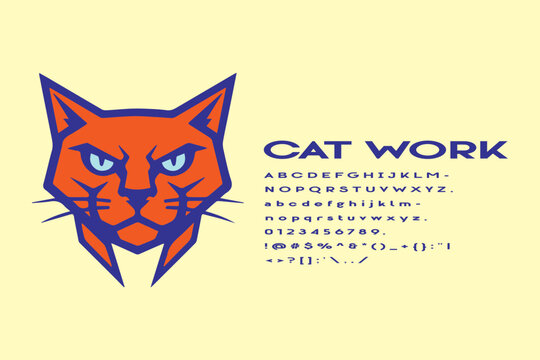 vector illustration of a cat and vector aplhabet for branding identity