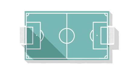 Top View of a Teal Soccer Field with Goals and Center Circle. © Haroh