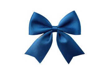 Naklejka premium Deep blue ribbon bow, elegant and formal. A rich, saturated blue satin or velvet bow, sharply focused against a black background, displaying a classic shape. 