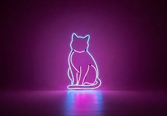 Vibrant feline silhouette expressed through sleek neon illumination concept