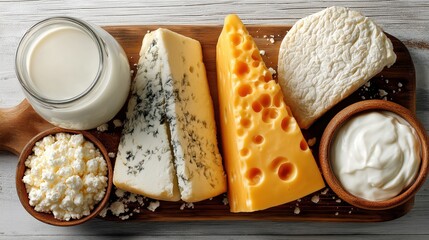 Farm dairy products rich in calcium and protein
