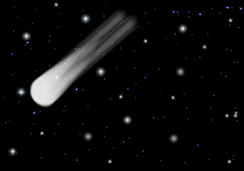 black background with light, flying asteroid, cosmos background, stars, 3 I, comet © Wladimir Losowski