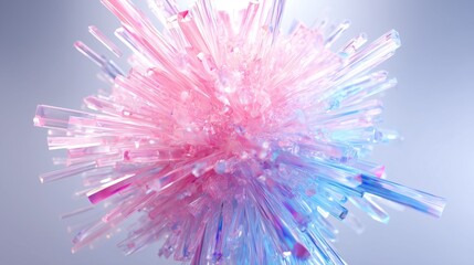 glossy translucent data burst in pink blue tones on clean white background