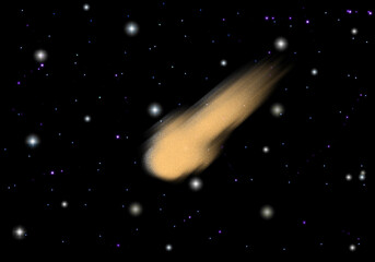 black background with light, flying asteroid, cosmos background, stars, 3 I, comet © Wladimir Losowski