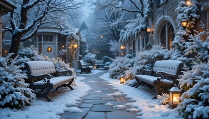 snow covered street in the city