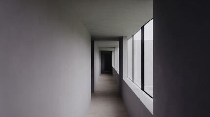 Fototapeta premium 細線フレームの開口が導く静かな光の回廊 / Corridor of Quiet Light Framed by Thin Openings
