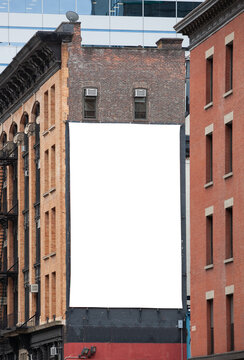 Blank billboard on side of Manhattan building in downtown New York City.