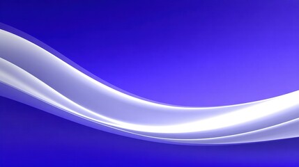 Abstract blue background with a flowing white wave design element.