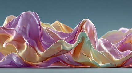 Abstract flowing fabric with pastel colors creating a soft and dreamy landscape.