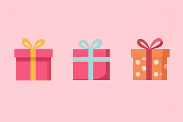Minimal flat design Christmas gifts with simple boxes and bows