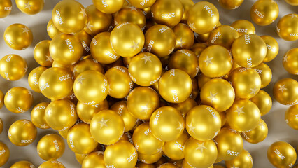 Christmas background with star and 2026 text on the yellow ball