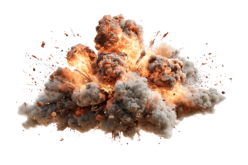 Explosion smoke fiery crash burn effect boom explosive impact isolated item