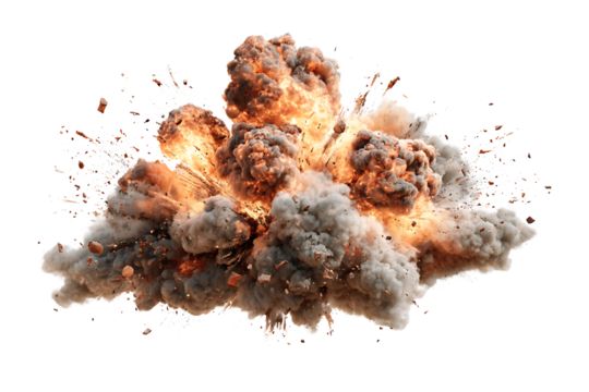 Explosion smoke fiery crash burn effect boom explosive impact isolated item
