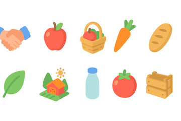 Agriculture, farming 3d icon set. Harvest, organic food icons collection.