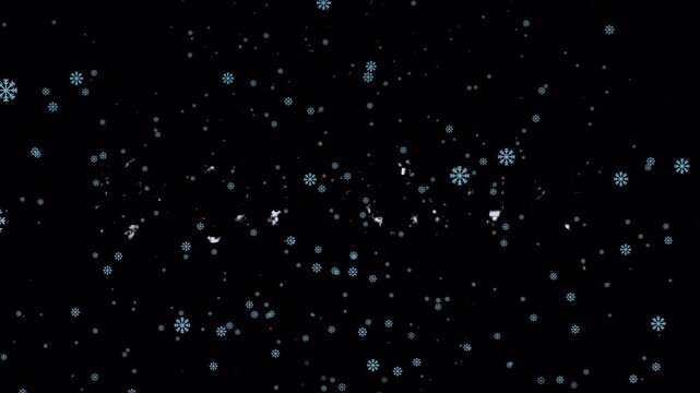Hello winter text animation. snowflakes and sparkles on transparent background, season festive holiday greeting. 4k animation video