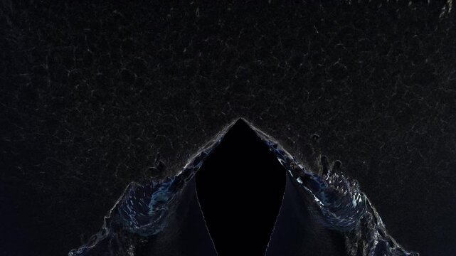 Boat water trail on alpha channel

dynamic V-shaped boat wake moving through dark water with foam and ripples on transparent background.
