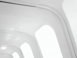 asymmetry. Minimalist white architectural space with clean geometric lines and subtle shadow interplay, real-estate listings.