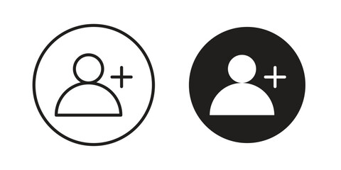New account icon with thin line and flat web symbol on white background