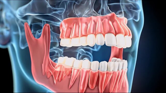 3D Medical Animation of Human Jawbone and Teeth Anatomy.