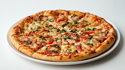 Delicious pizza with fresh toppings ready to be enjoyed now