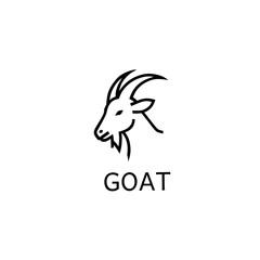 Clean Monoline Goat Head Logo Vector Icon