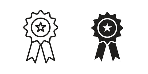 Rosette icon with thin line and flat web symbol on white background