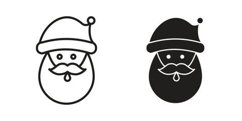Santa Claus icon with thin line and flat web symbol on white background