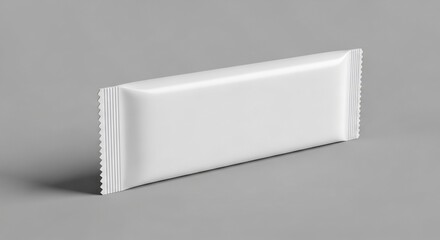 Clean white unbranded flexible food packaging presented on a neutral background, ideal for showcasing snack, chocolate, or protein bar product branding and design mockups, ready for custom graphics