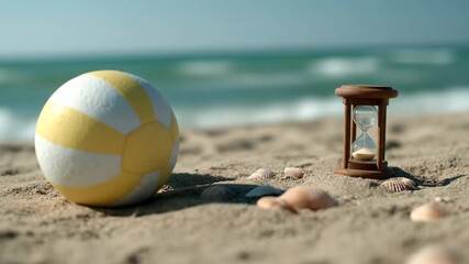 Beach ball hourglass sand ocean summer time vacation leisure - Powered by Adobe